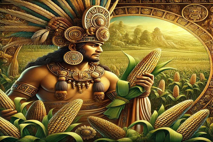 Centeotl artistic impression with corn and maize