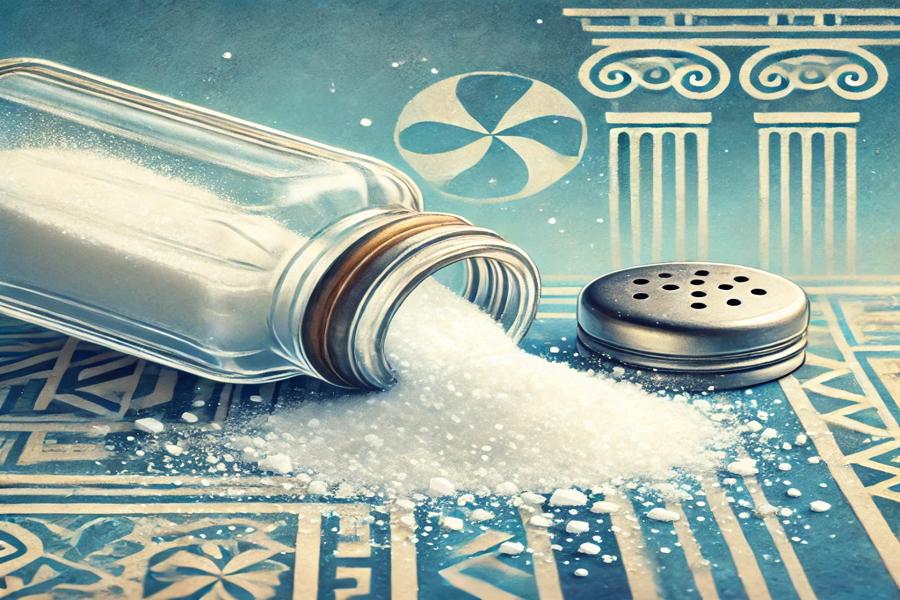 Spilling Salt Greek Superstition: Artistic impression